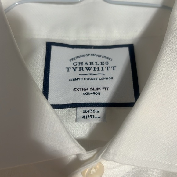 Charles Tyrwhitt Extra Slim Fit Non Iron 16/36White Long Sleeve - Picture 3 of 5